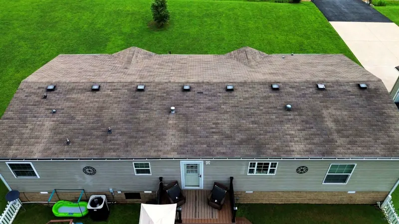 Drone view along the Buchanan roof
